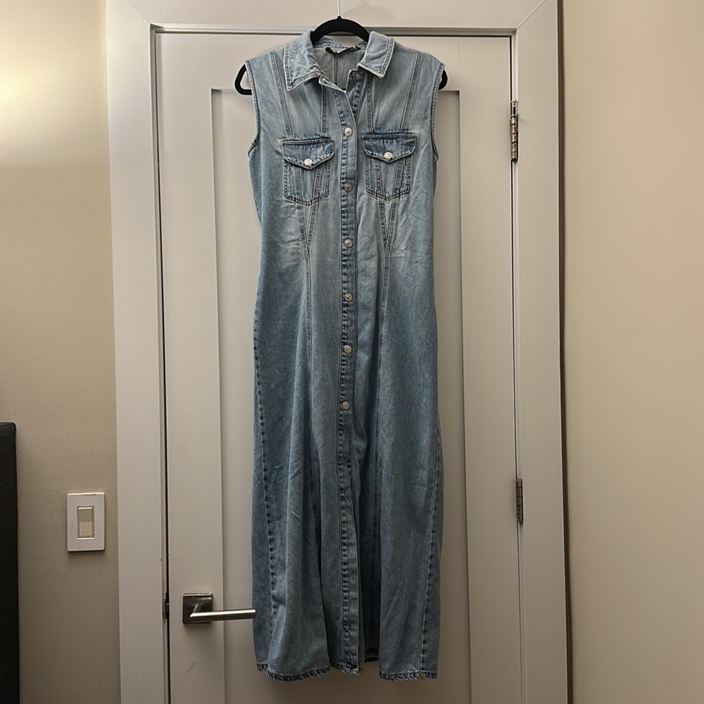 Zara snap front denim dress
